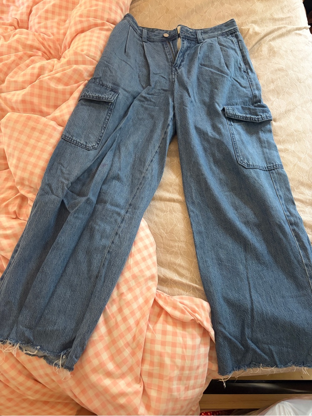 Universal Thread Blue Wide-Leg Cargo Denim Jeans